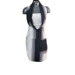 Venus black and white neck strap mini dress.